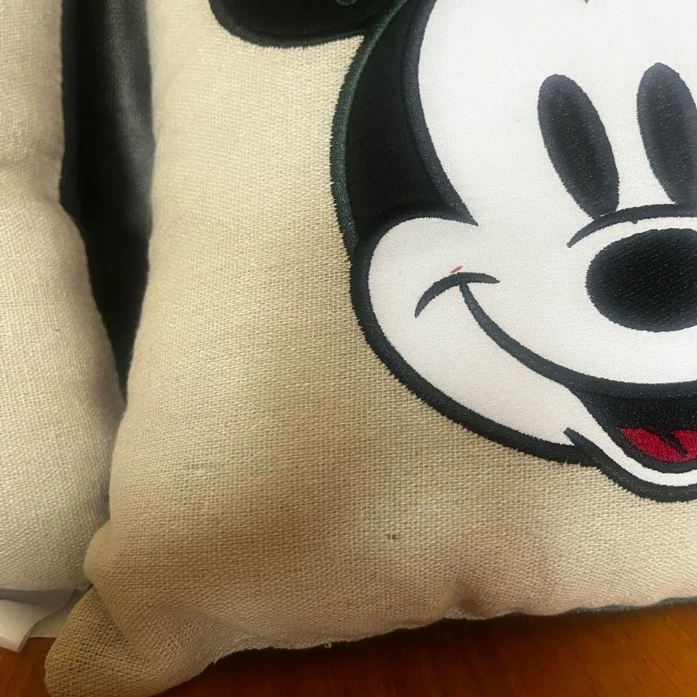 Disney Merry Christmas Mickey and Minnie Mouse Pillow Set Reversable Embroidered